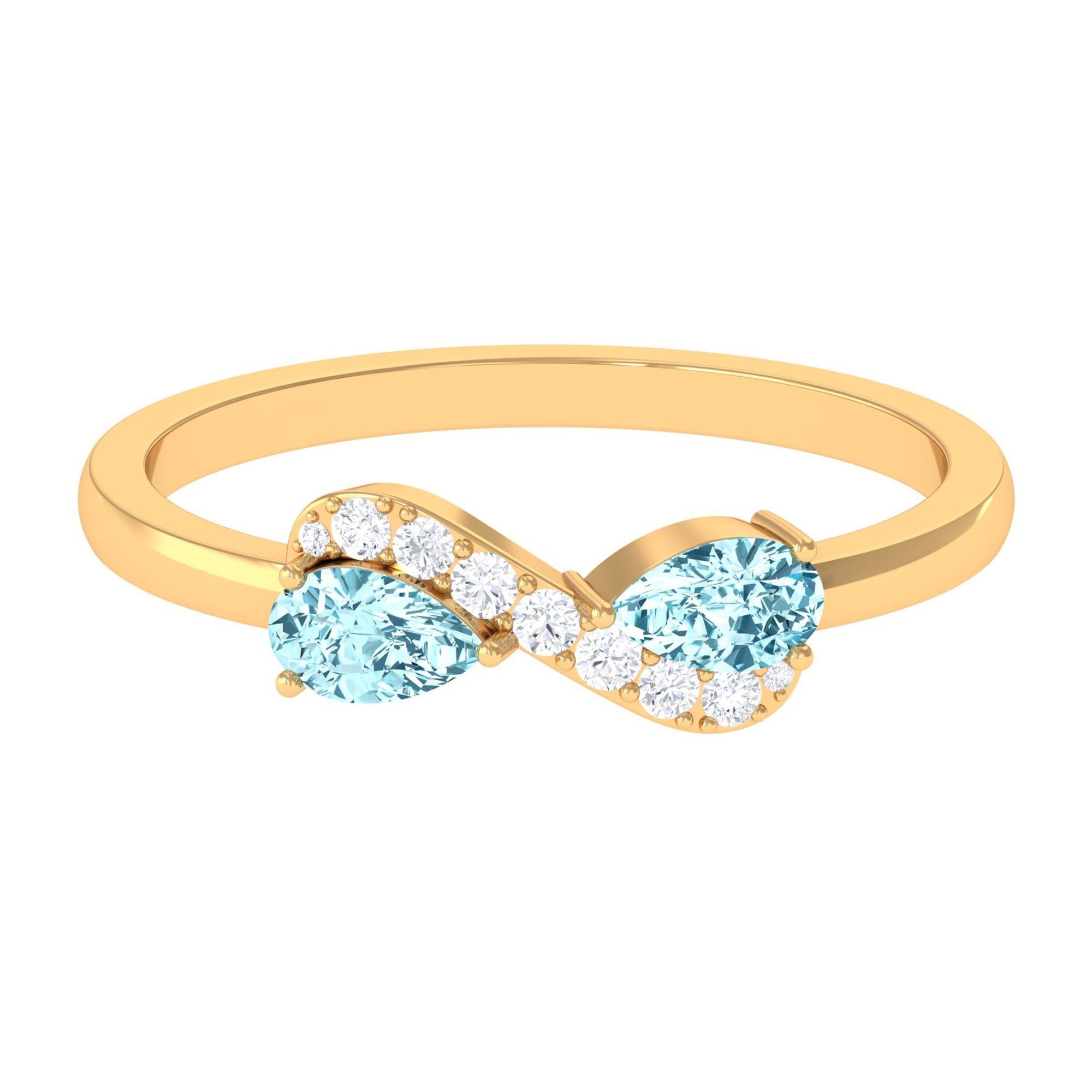 1/2 CT Pear Aquamarine Infinity Promise Ring with Diamond