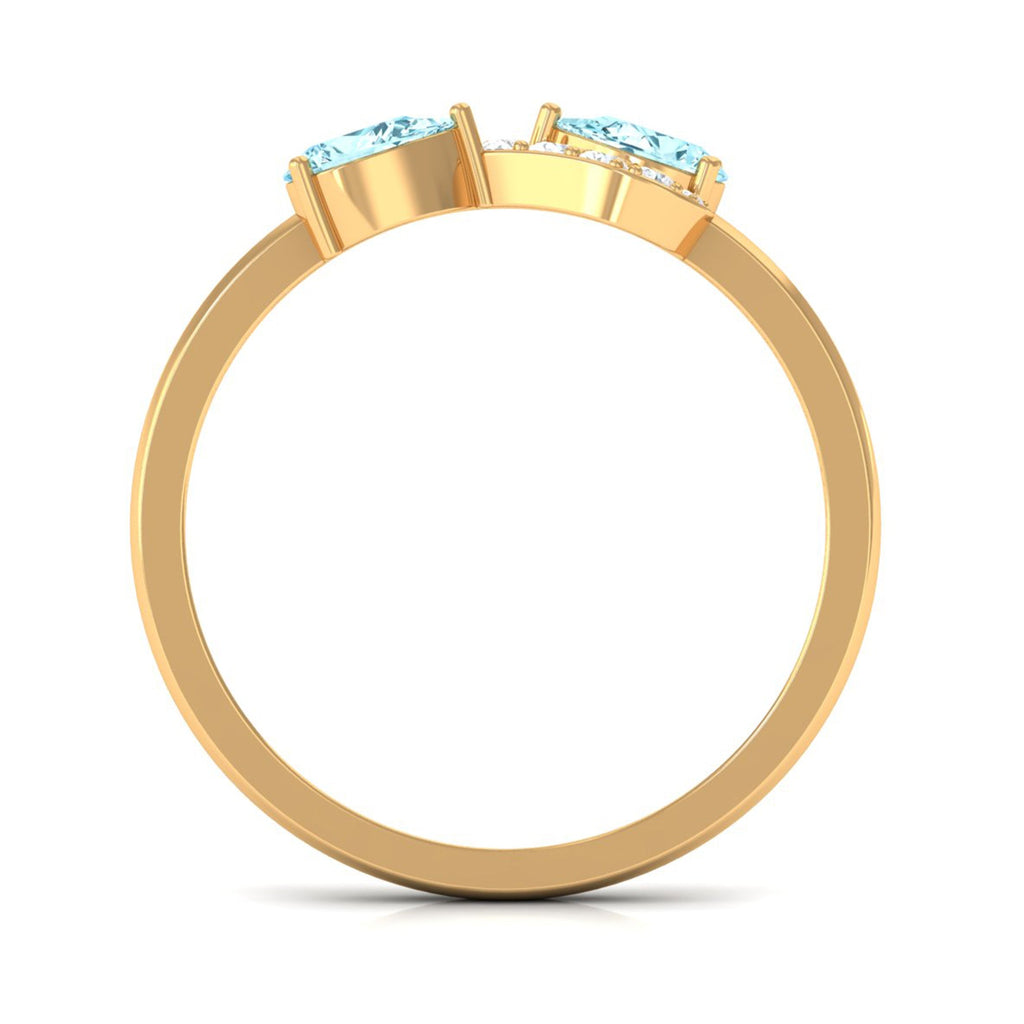 1/2 CT Pear Aquamarine Infinity Promise Ring with Diamond