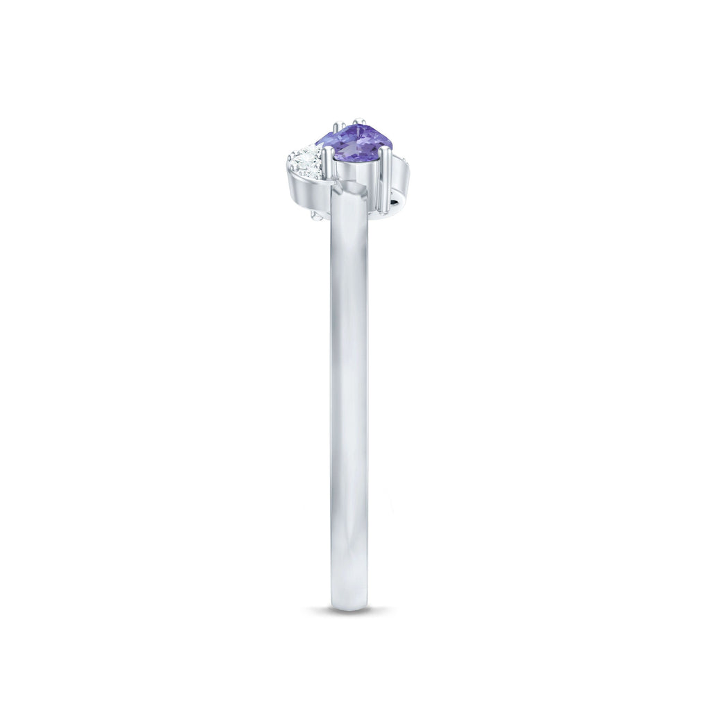 Real Tanzanite 2 Stone Promise Ring with Diamond