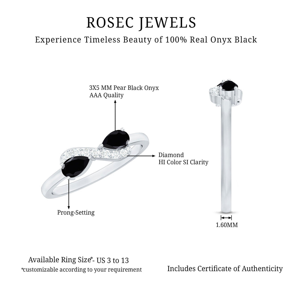 Black Onyx and Diamond Infinity Promise Ring