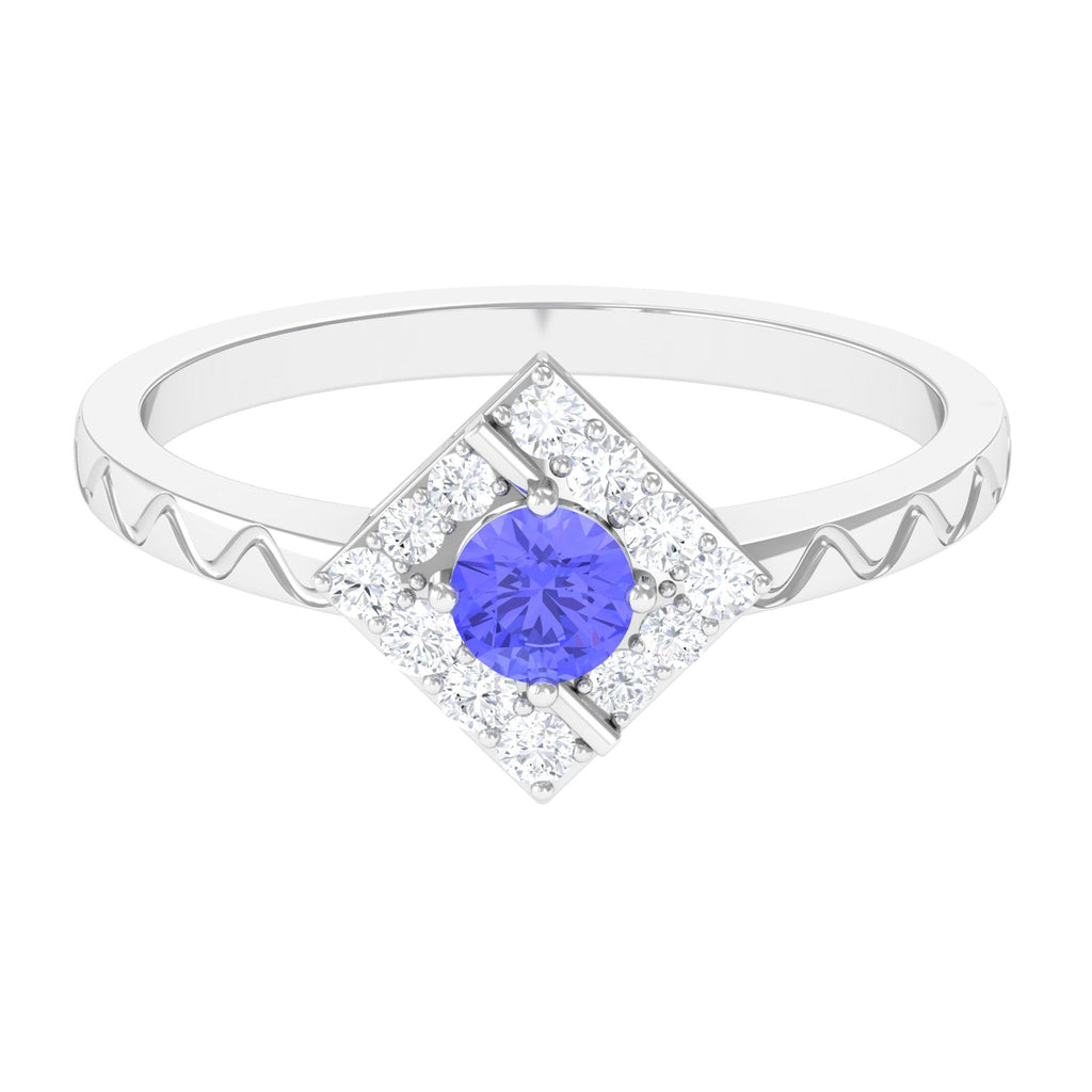 3/4 CT Minimal Tanzanite and Diamond Ring