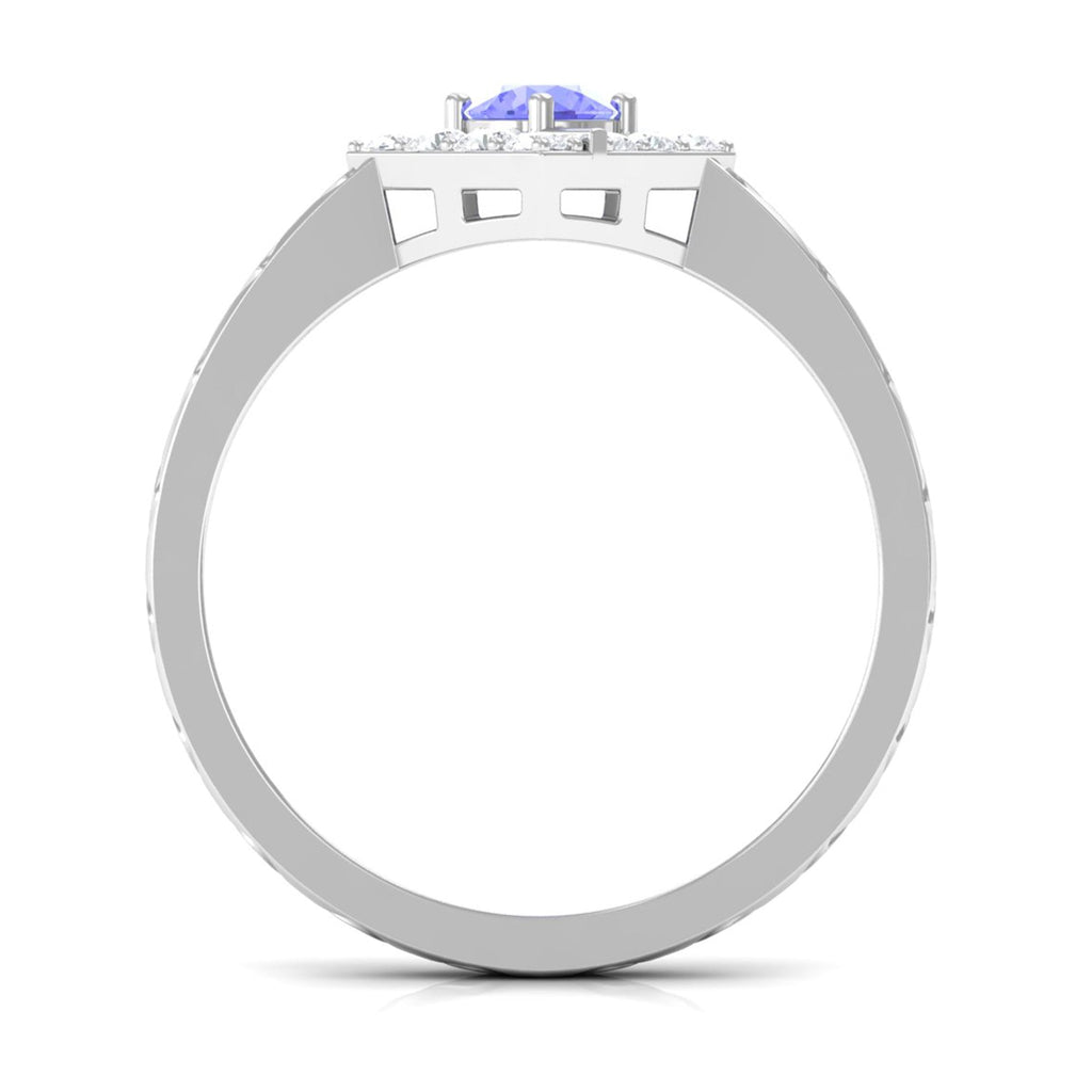 3/4 CT Minimal Tanzanite and Diamond Ring