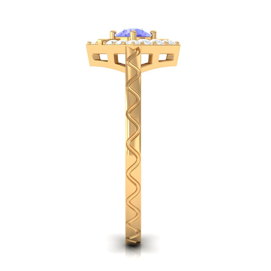 3/4 CT Minimal Tanzanite and Diamond Ring