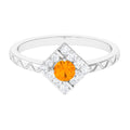 1/2 Carat Minimal Fire Opal and Diamond Textured Ring