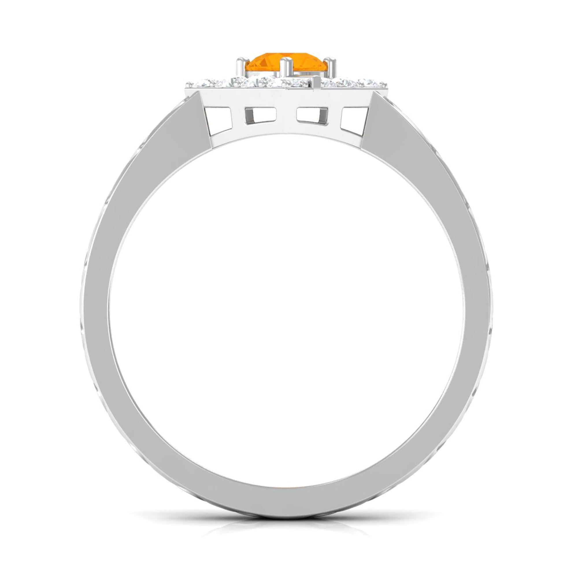 1/2 Carat Minimal Fire Opal and Diamond Textured Ring