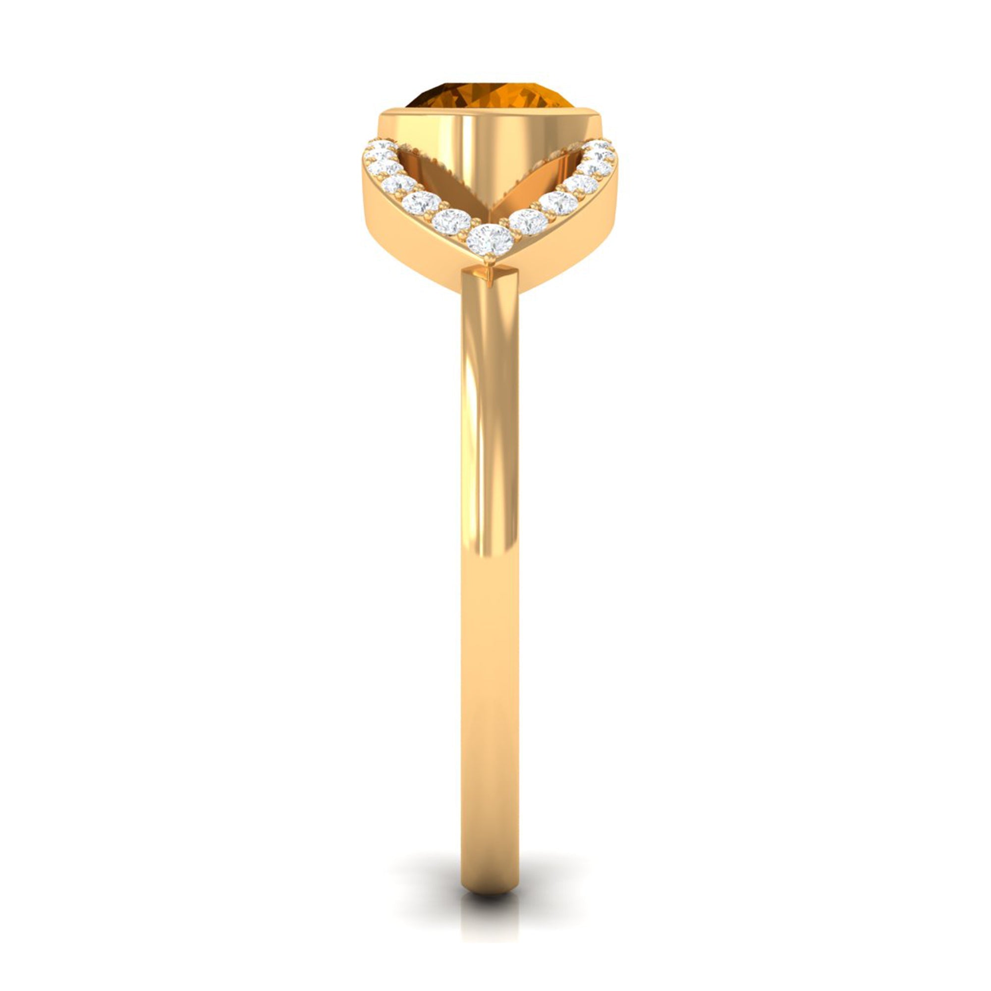 0.75 CT Split Shank Citrine Solitaire Ring with Diamond Accent