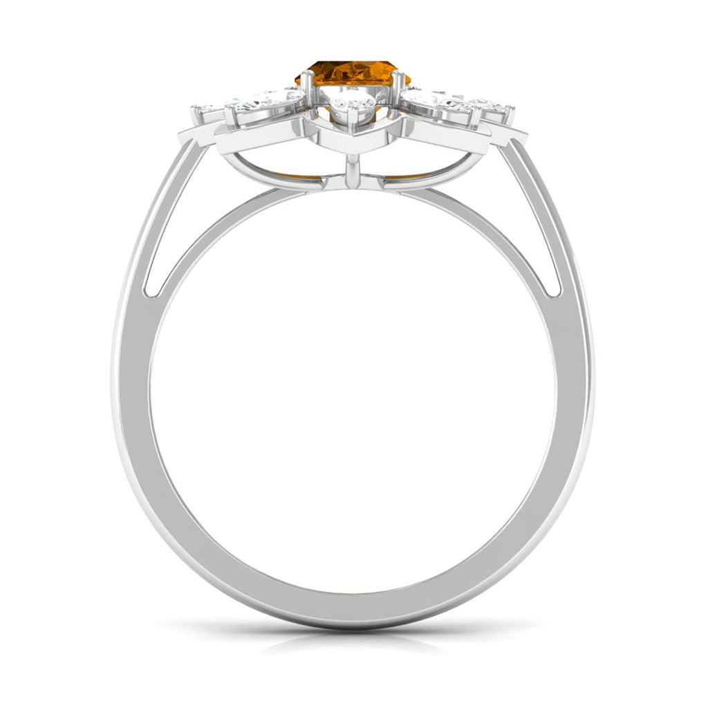 1.25 CT Oval Cut Citrine Cocktail Ring with Moissanite Stones