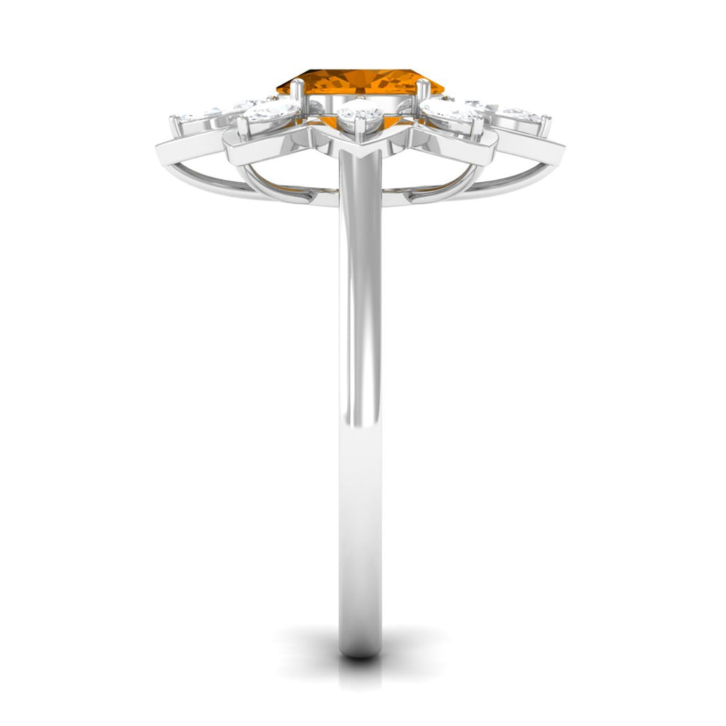 1.25 CT Oval Cut Citrine Cocktail Ring with Moissanite Stones