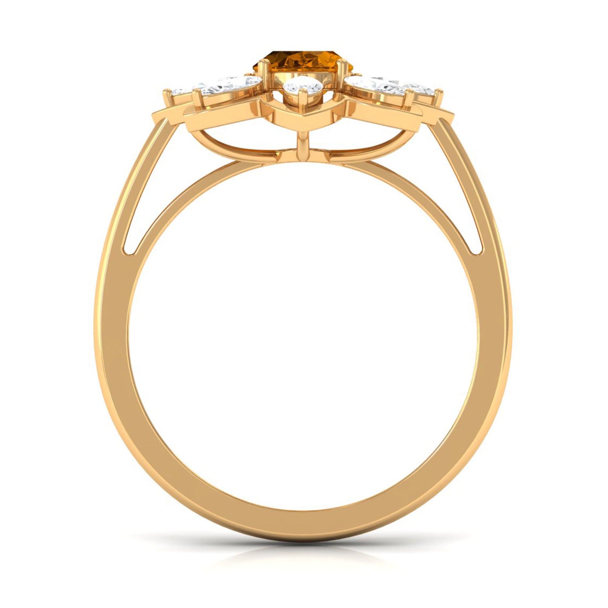 1.25 CT Oval Cut Citrine Cocktail Ring with Moissanite Stones
