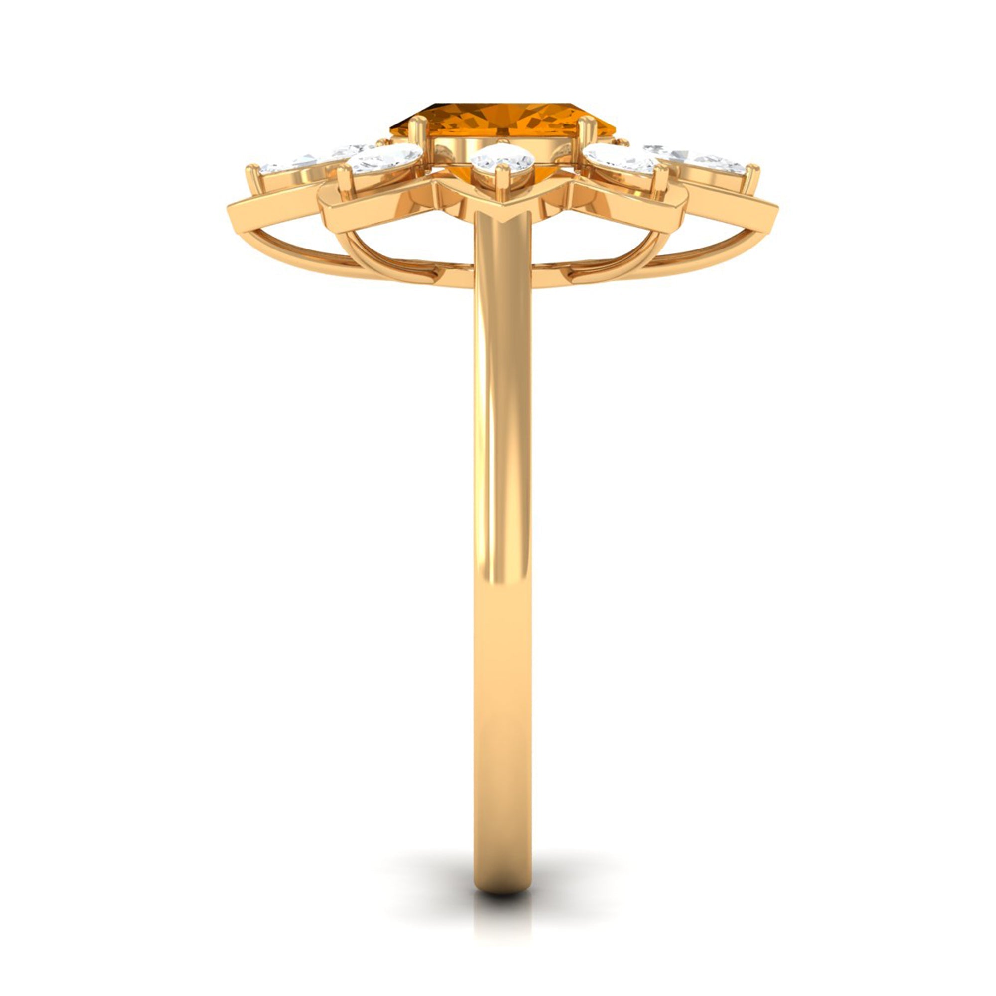 1.25 CT Oval Cut Citrine Cocktail Ring with Moissanite Stones
