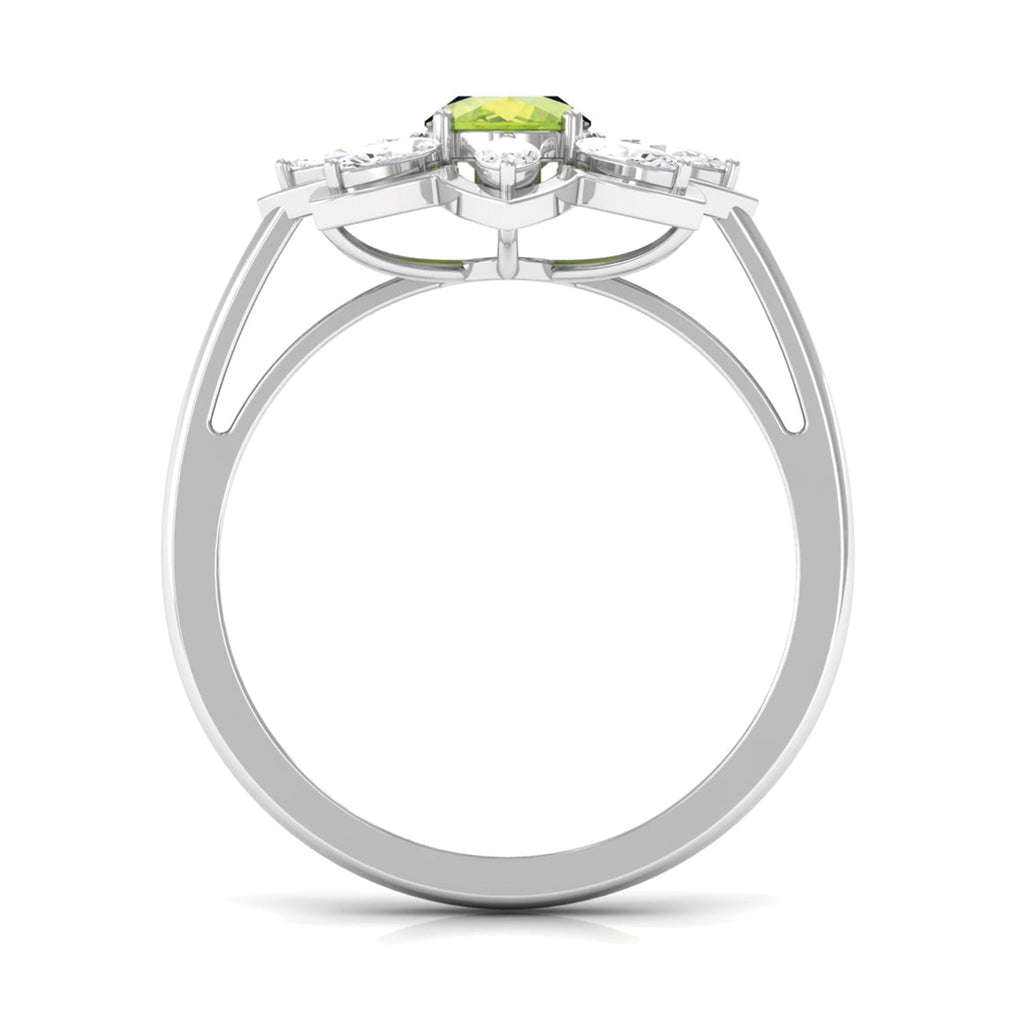 1.25 CT Oval Cut Peridot Cocktail Ring with Moissanite