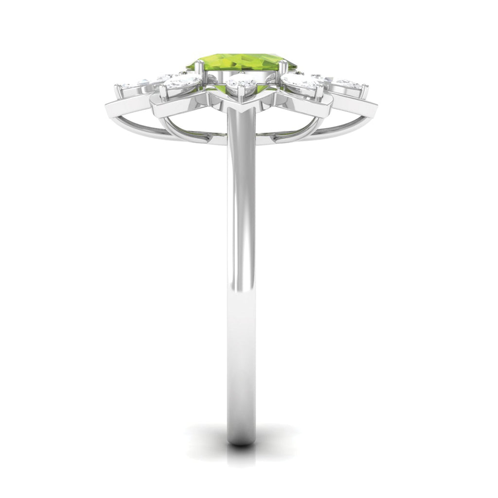 1.25 CT Oval Cut Peridot Cocktail Ring with Moissanite