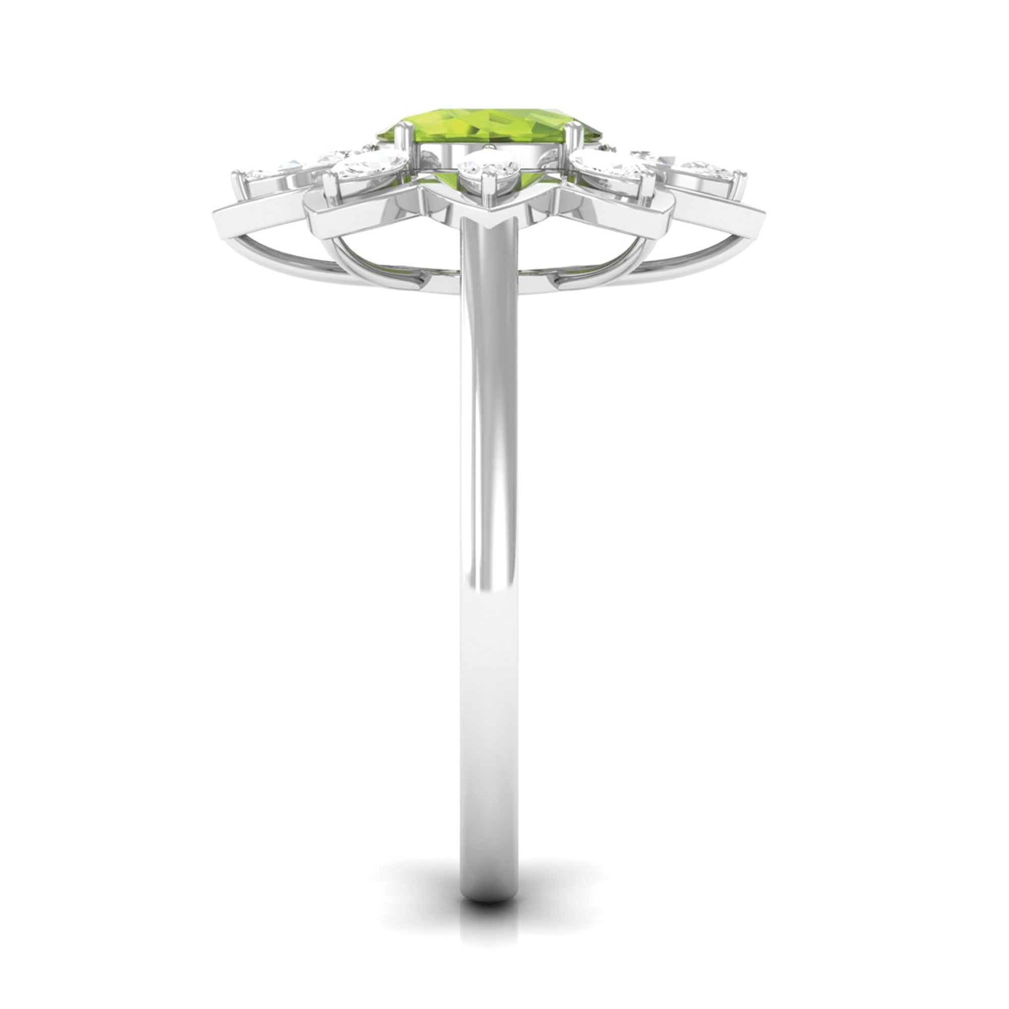 1.25 CT Oval Cut Peridot Cocktail Ring with Moissanite