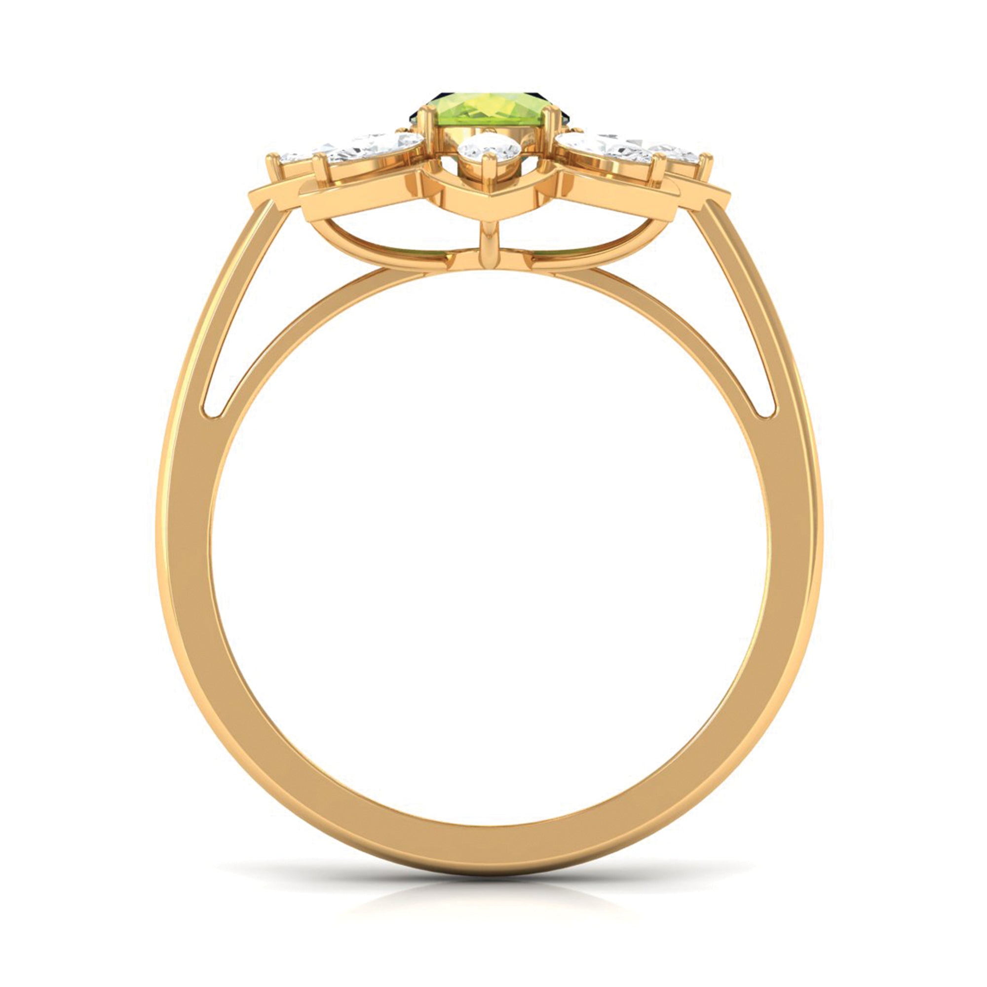 1.25 CT Oval Cut Peridot Cocktail Ring with Moissanite