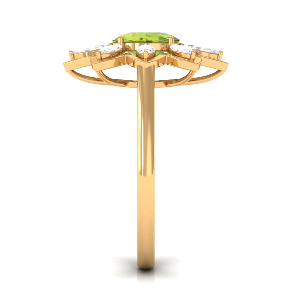 1.25 CT Oval Cut Peridot Cocktail Ring with Moissanite