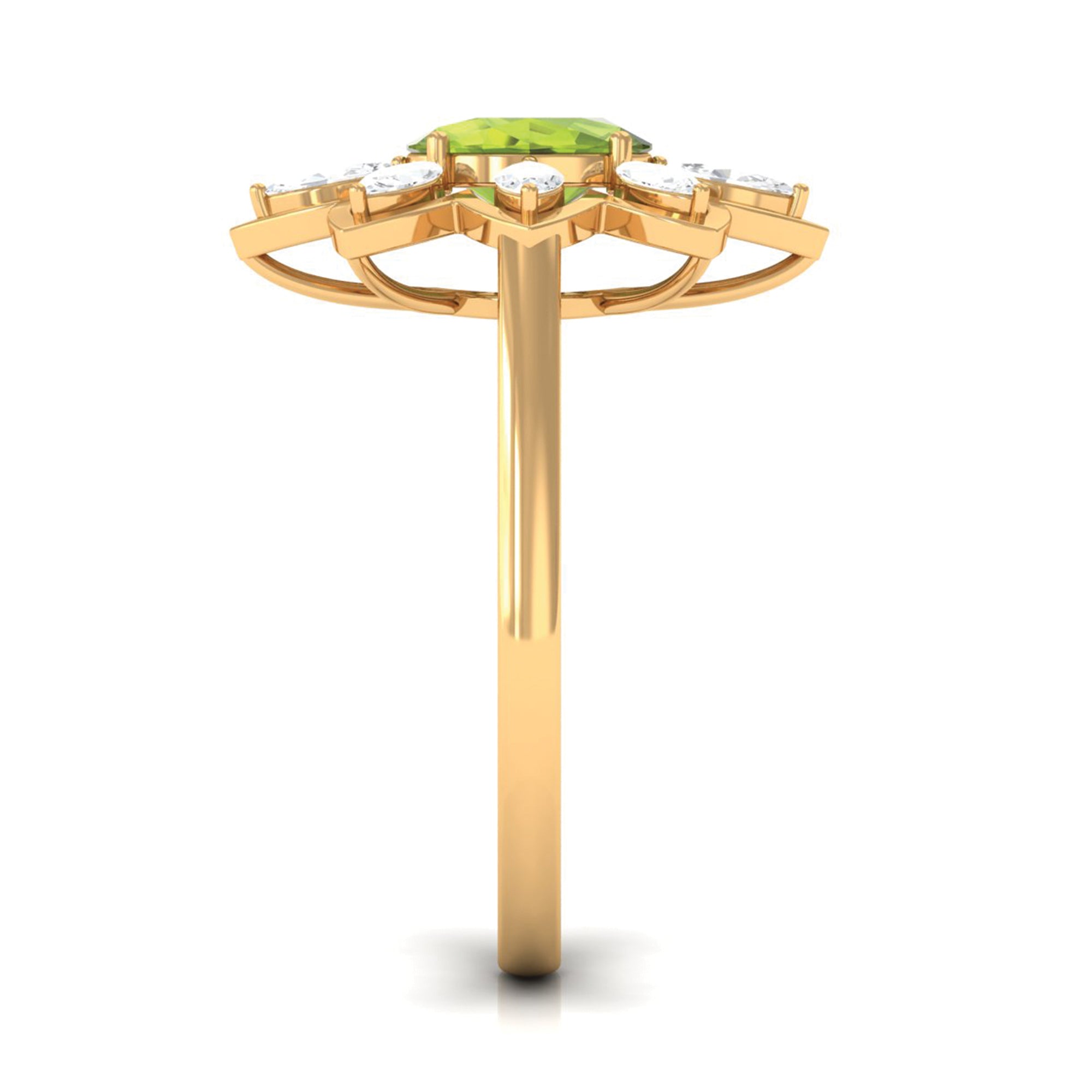 1.25 CT Oval Cut Peridot Cocktail Ring with Moissanite
