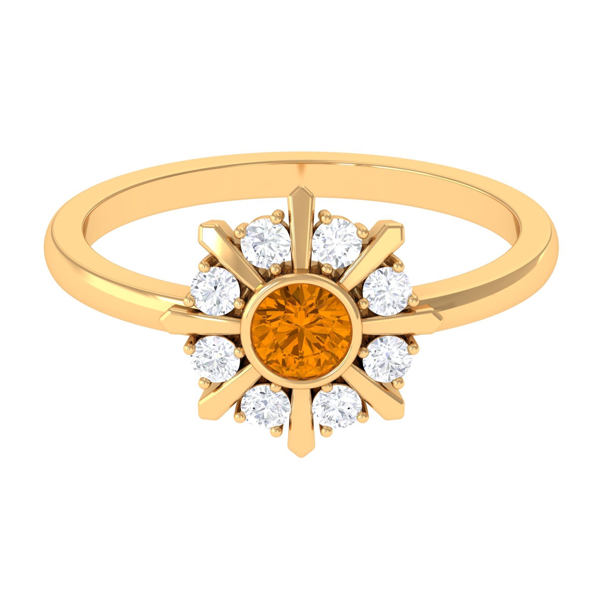 0.50 CT Citrine Statement Ring with Diamond Stones