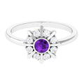 Bezel Set Amethyst Statement Ring with Diamond