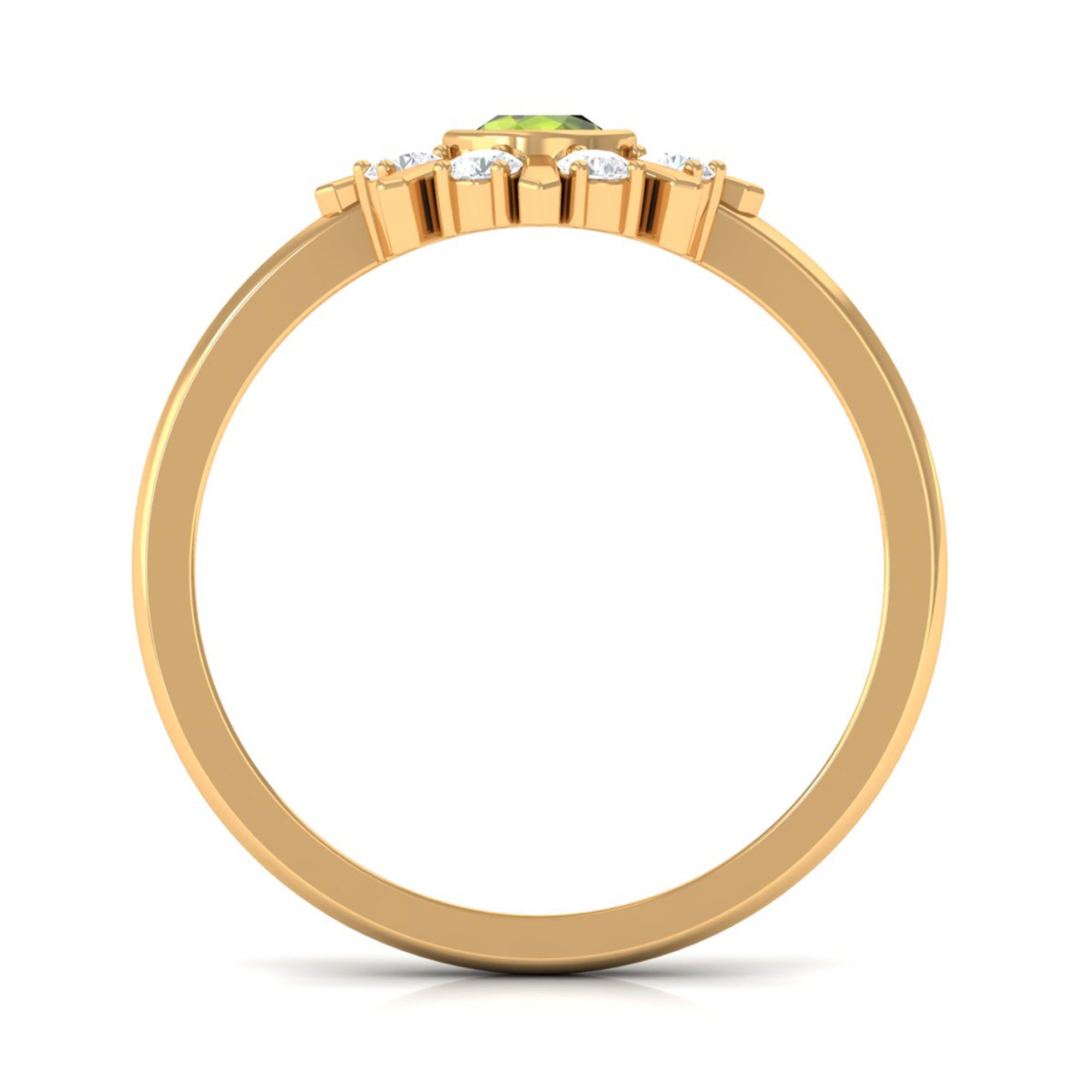 0.50 CT Natural Peridot Statement Ring with Diamond Stones