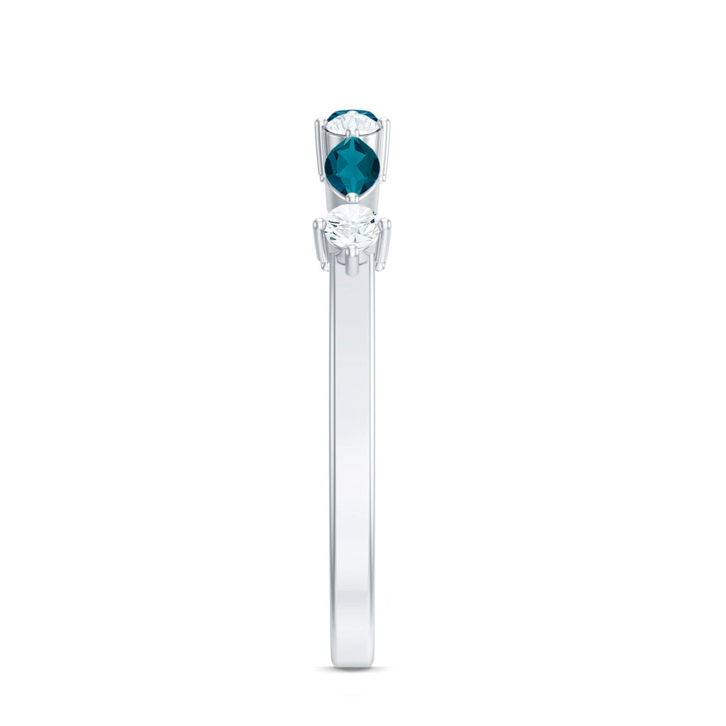 Marquise London Blue Topaz Stackable Eternity Band with Diamond