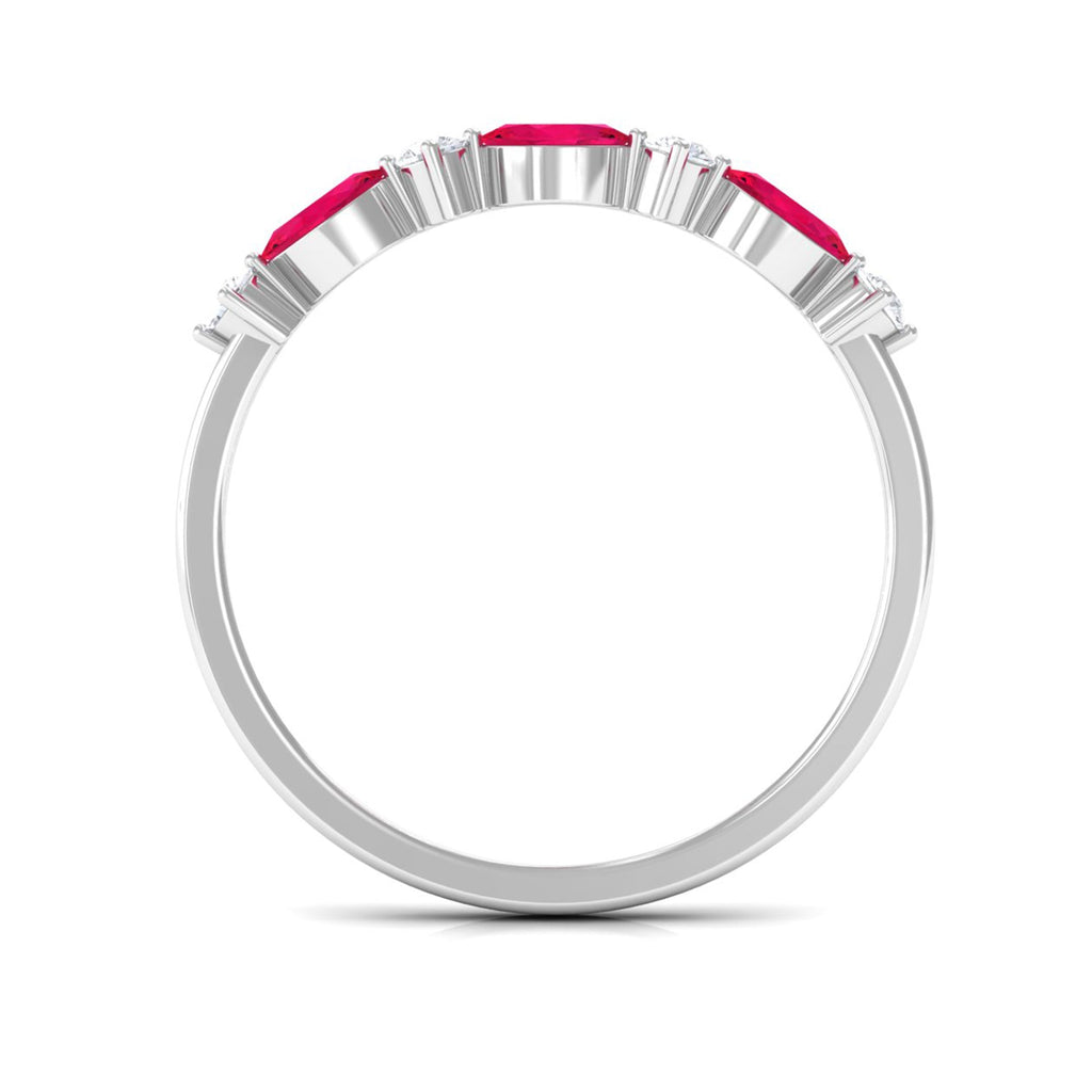 Simple Ruby and Diamond Half Eternity Ring