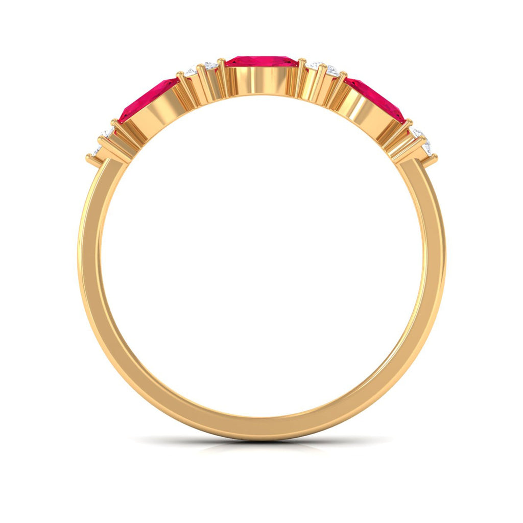 Simple Ruby and Diamond Half Eternity Ring