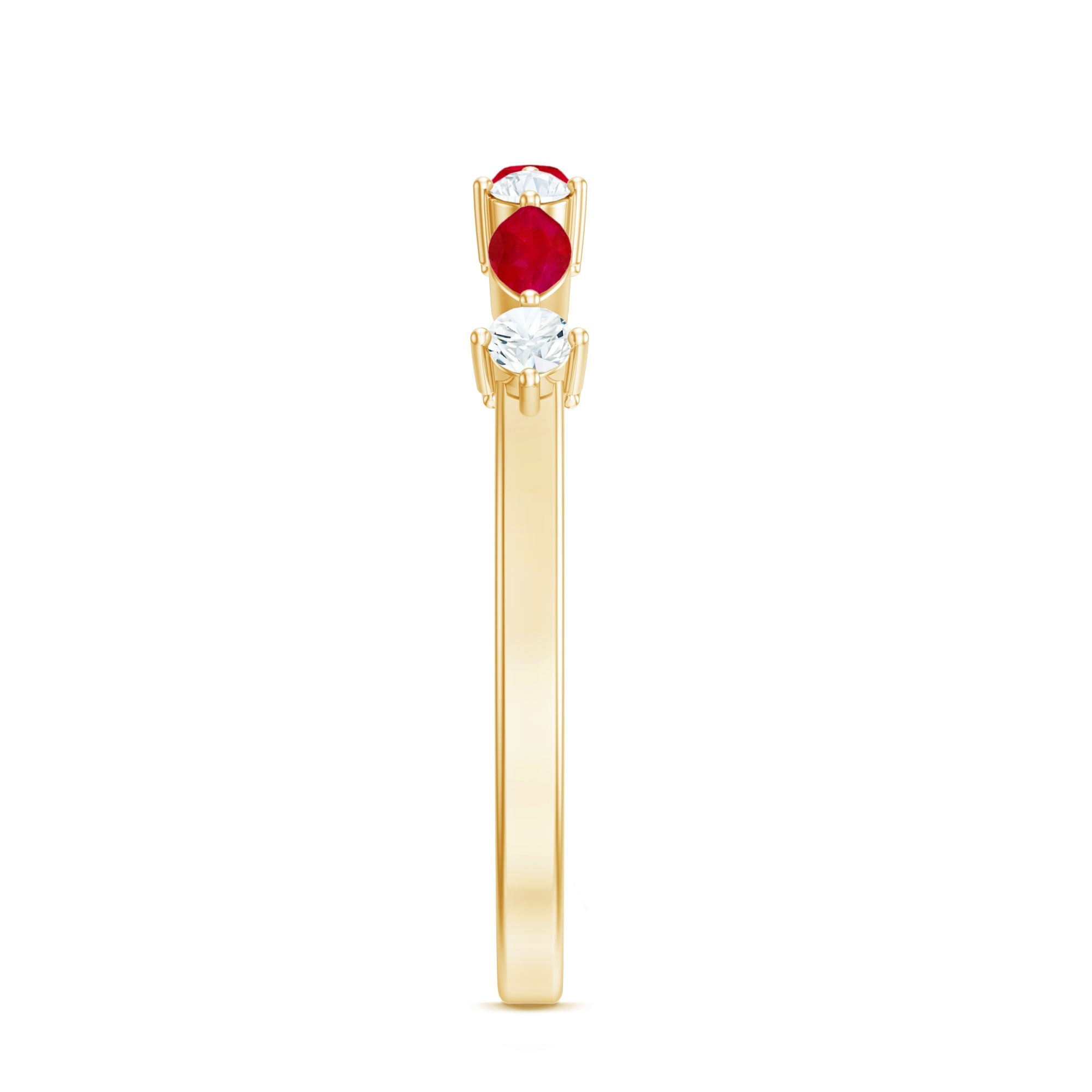 Simple Ruby and Diamond Half Eternity Ring