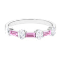 1.25 CT Natural Pink Tourmaline Semi Eternity Ring with Moissanite