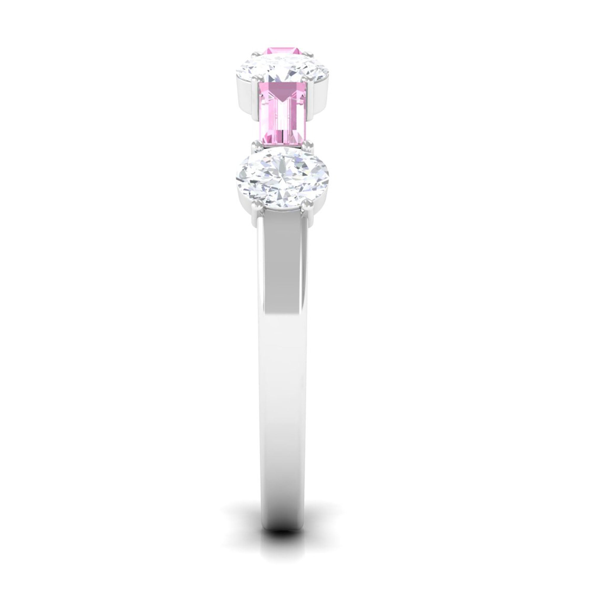 1.25 CT Natural Pink Tourmaline Semi Eternity Ring with Moissanite