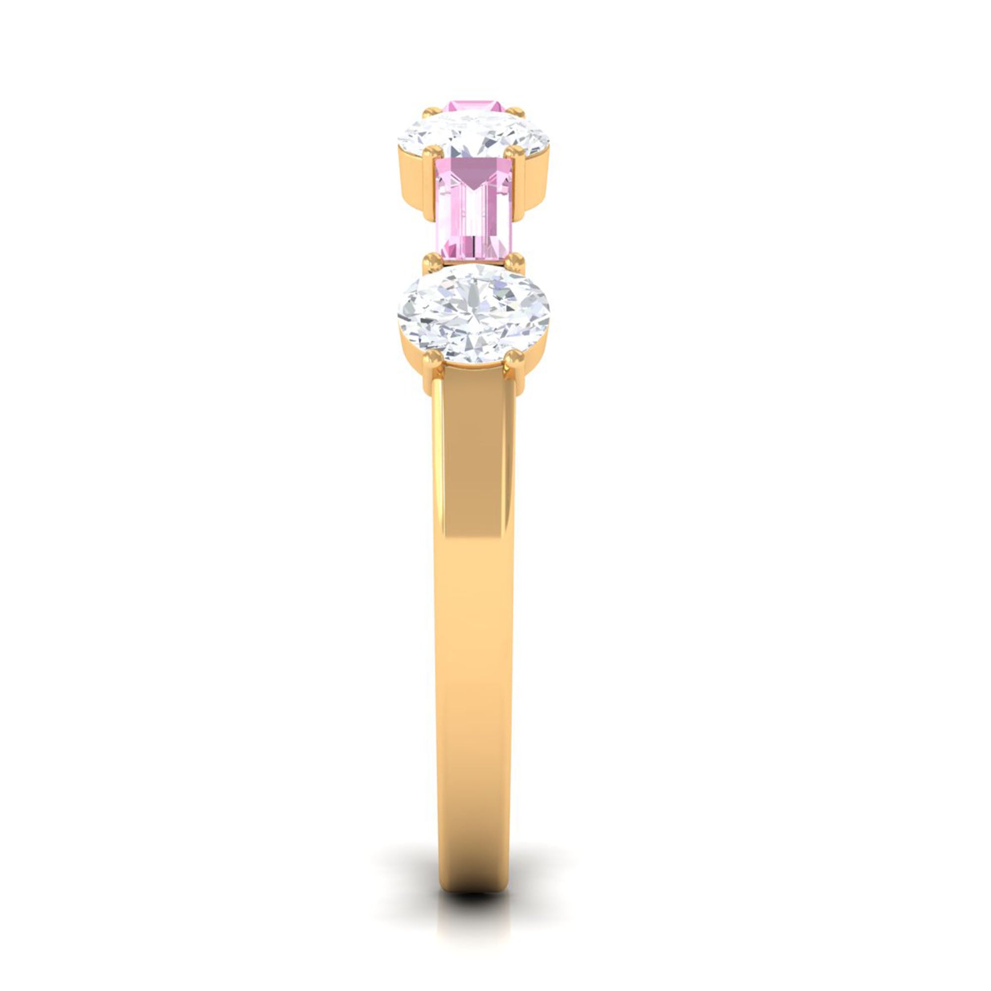1.25 CT Natural Pink Tourmaline Semi Eternity Ring with Moissanite
