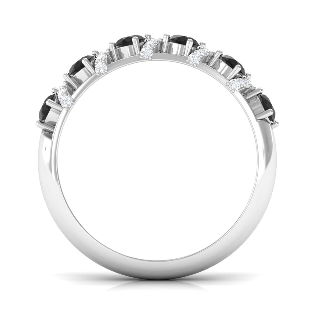 Black Spinel Designer Anniversary Band with Diamond