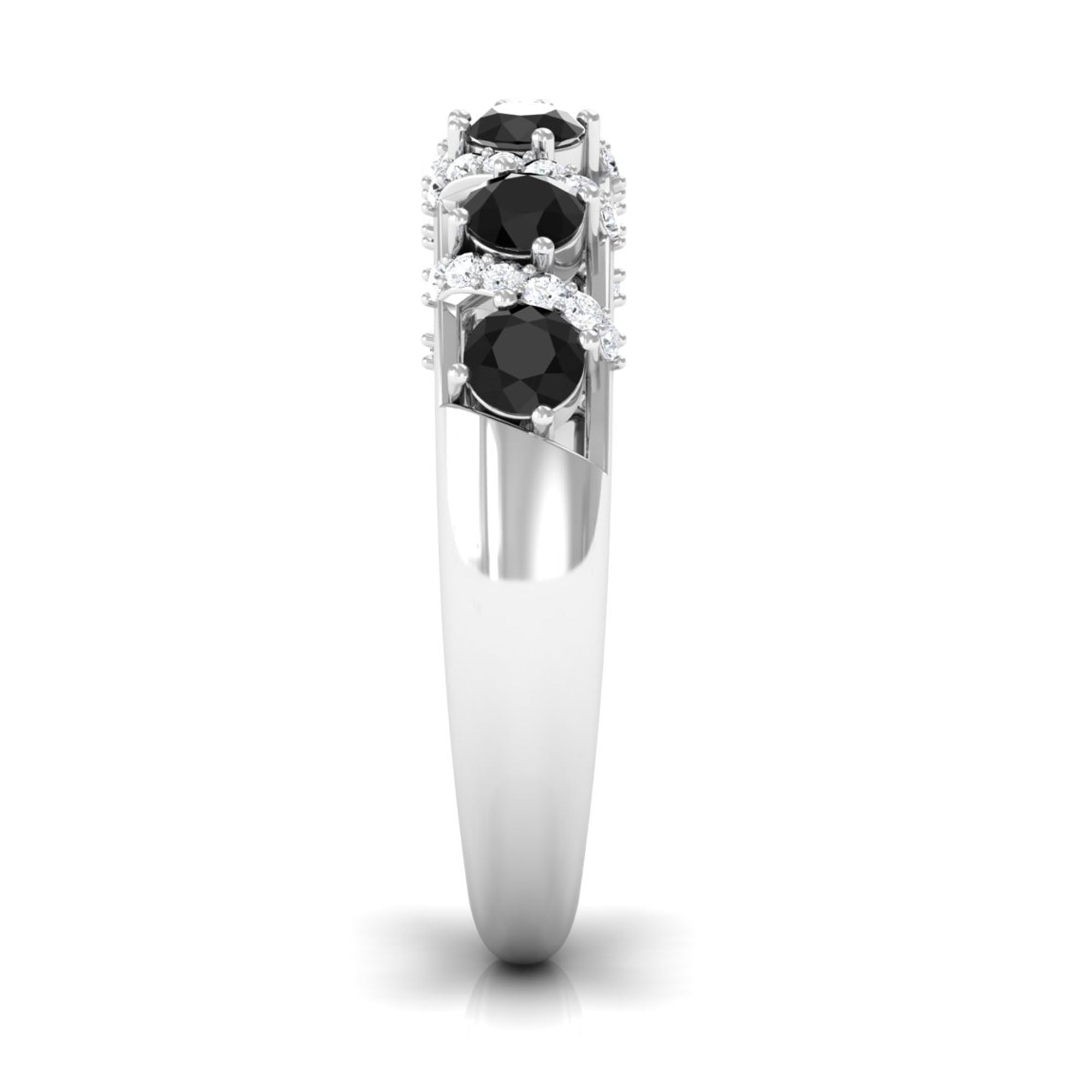 Black Spinel Designer Anniversary Band with Diamond