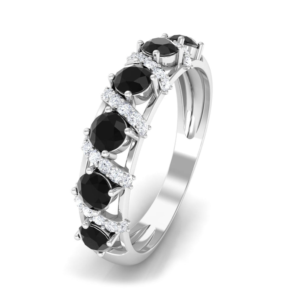 Black Spinel Designer Anniversary Band with Diamond