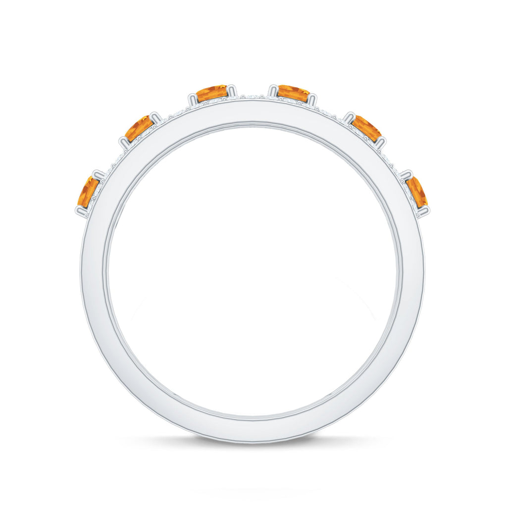 Natural Citrine Half Eternity Band Ring for Anniversary