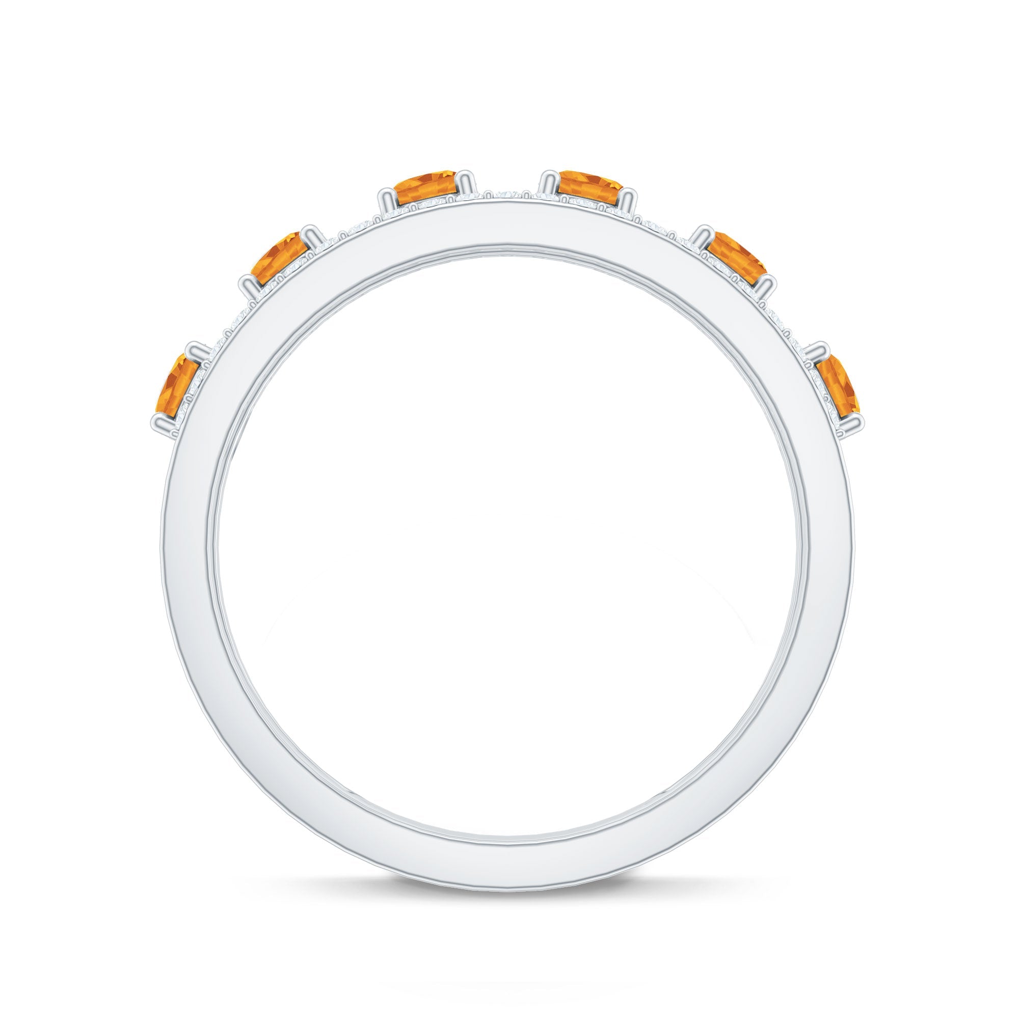 Natural Citrine Half Eternity Band Ring for Anniversary