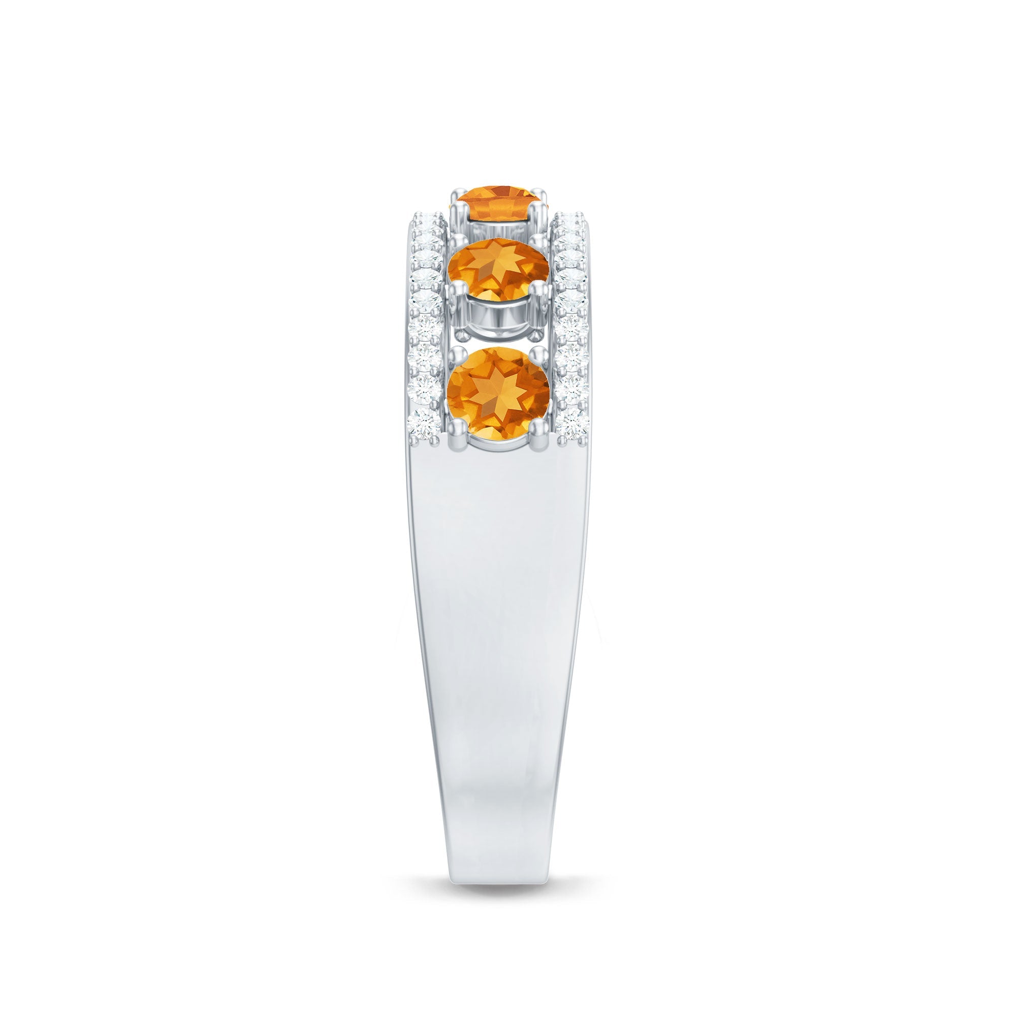 Natural Citrine Half Eternity Band Ring for Anniversary