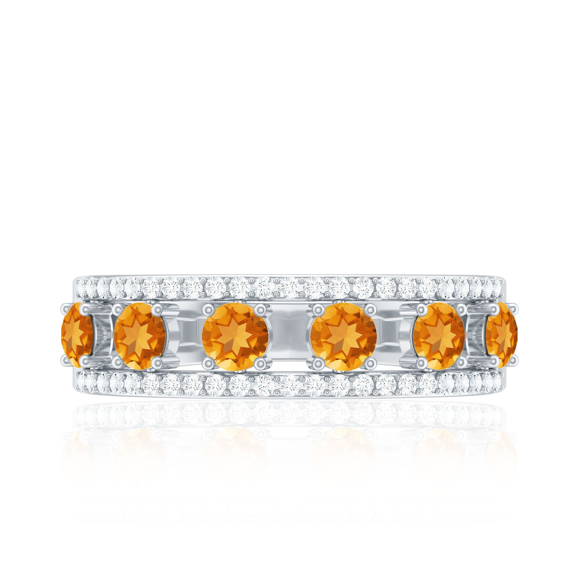 Natural Citrine Half Eternity Band Ring for Anniversary