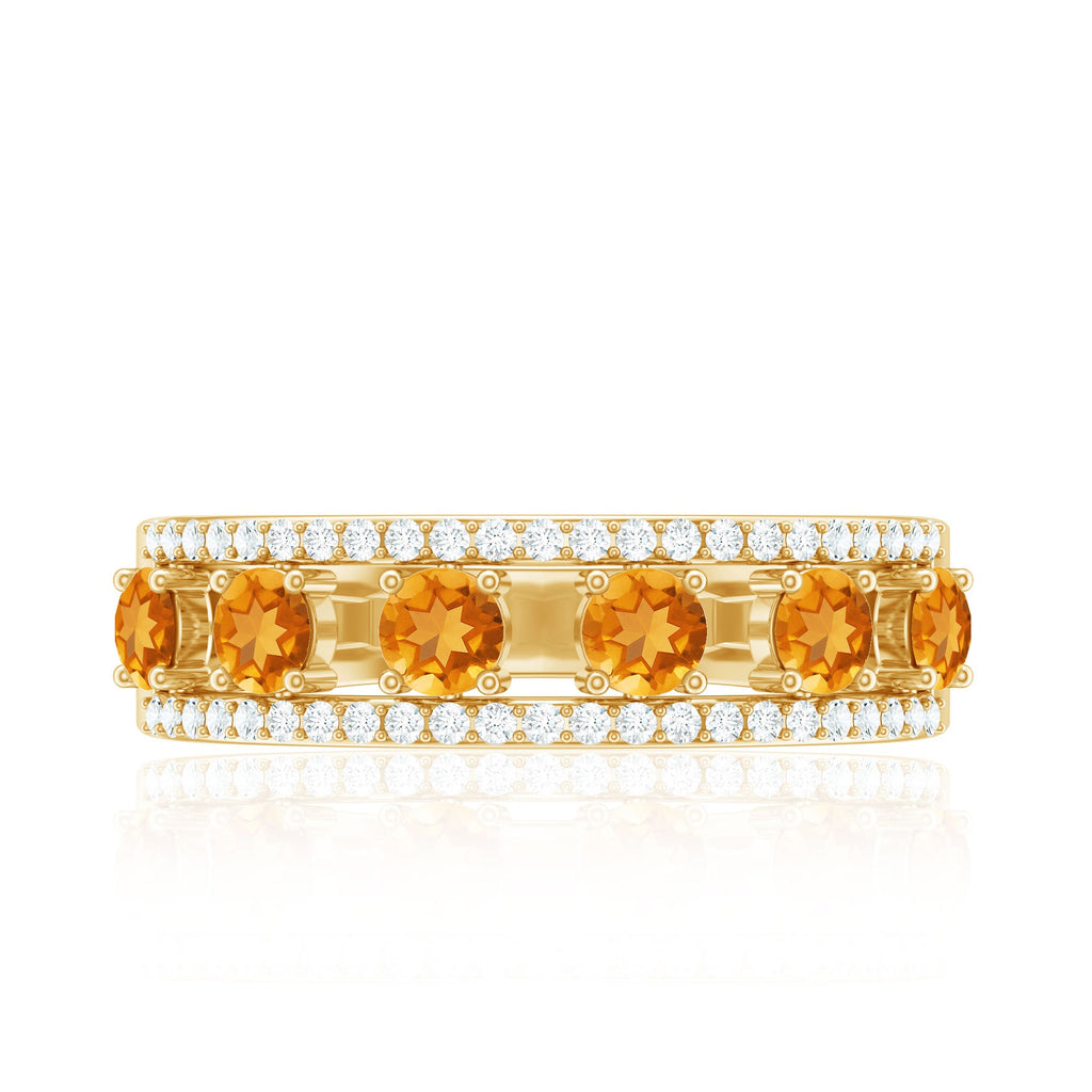 Natural Citrine Half Eternity Band Ring for Anniversary