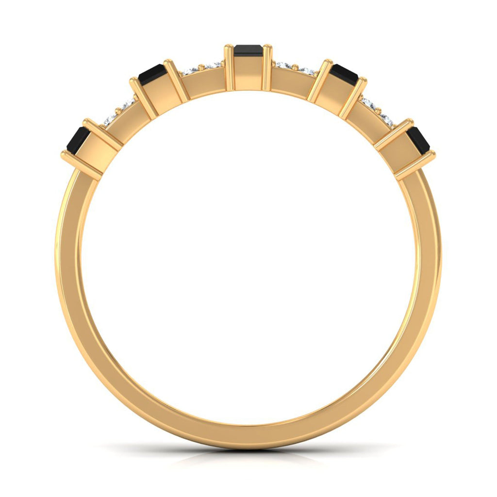 3/4 CT Black Spinel and Diamond Wide Band Ring