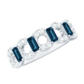 Baguette London Blue Topaz Art Deco Eternity Band with Diamond