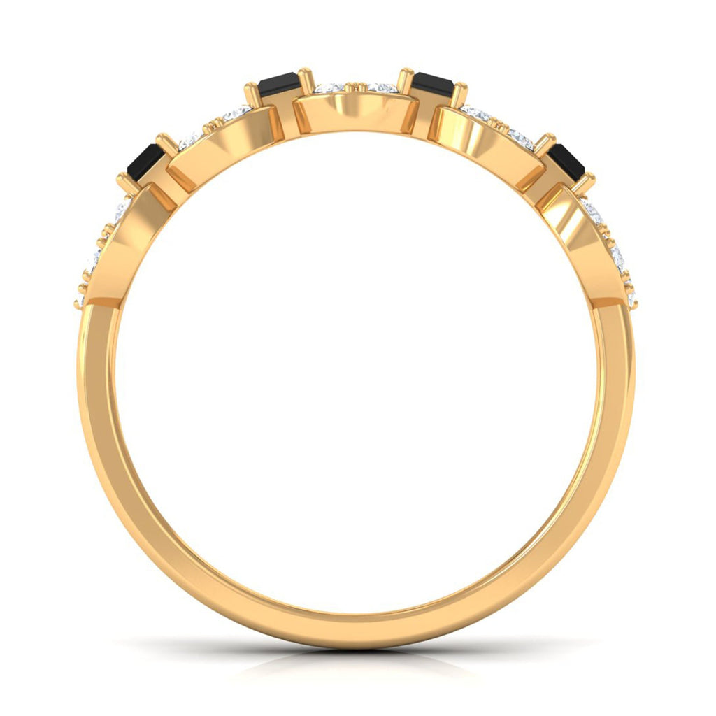 1 CT Black Spinel and Diamond Half Eternity Ring