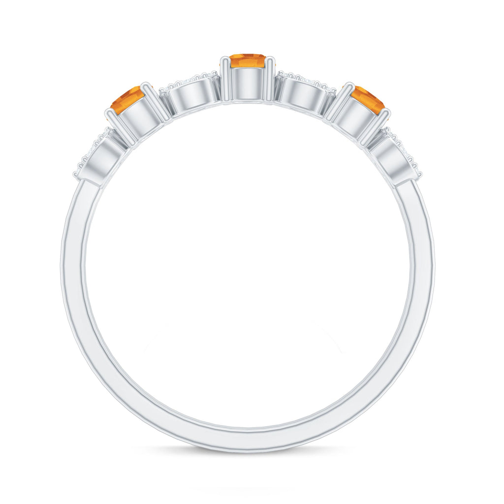 Natural Citrine Diamond Half Eternity Ring
