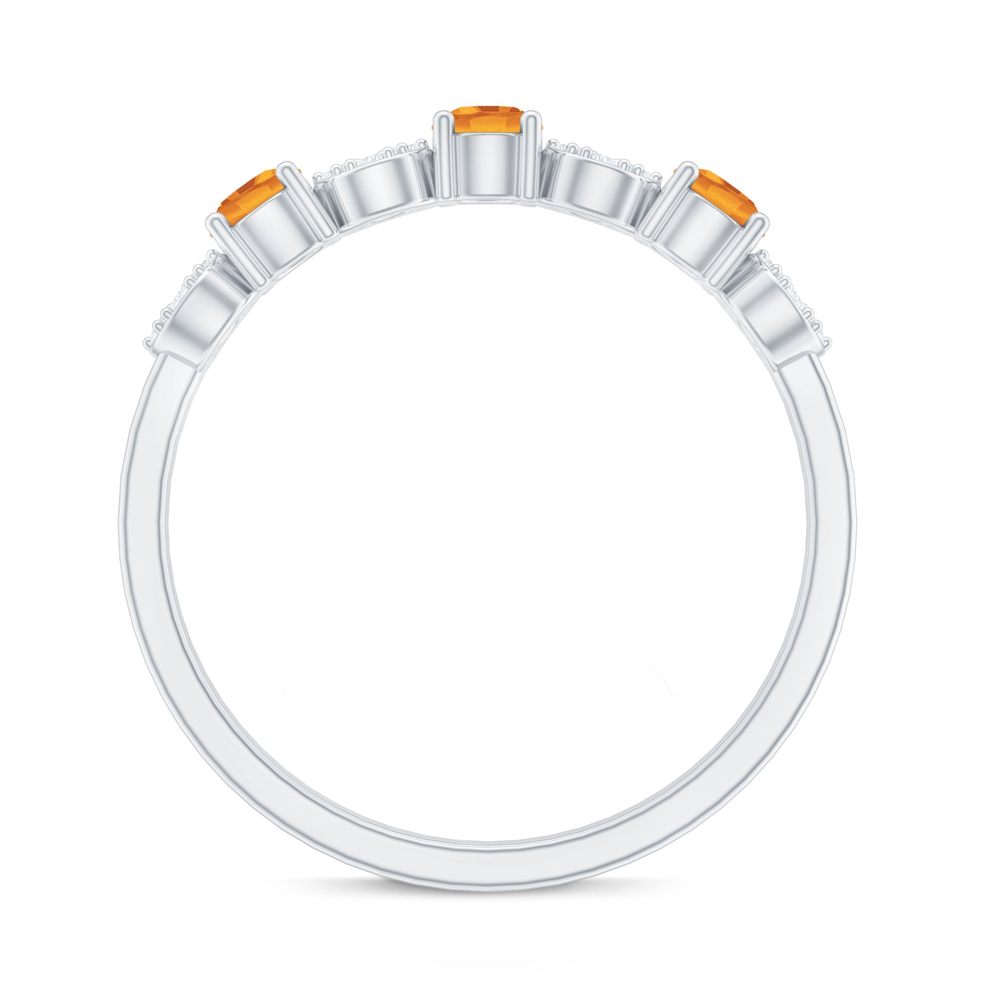Natural Citrine Diamond Half Eternity Ring