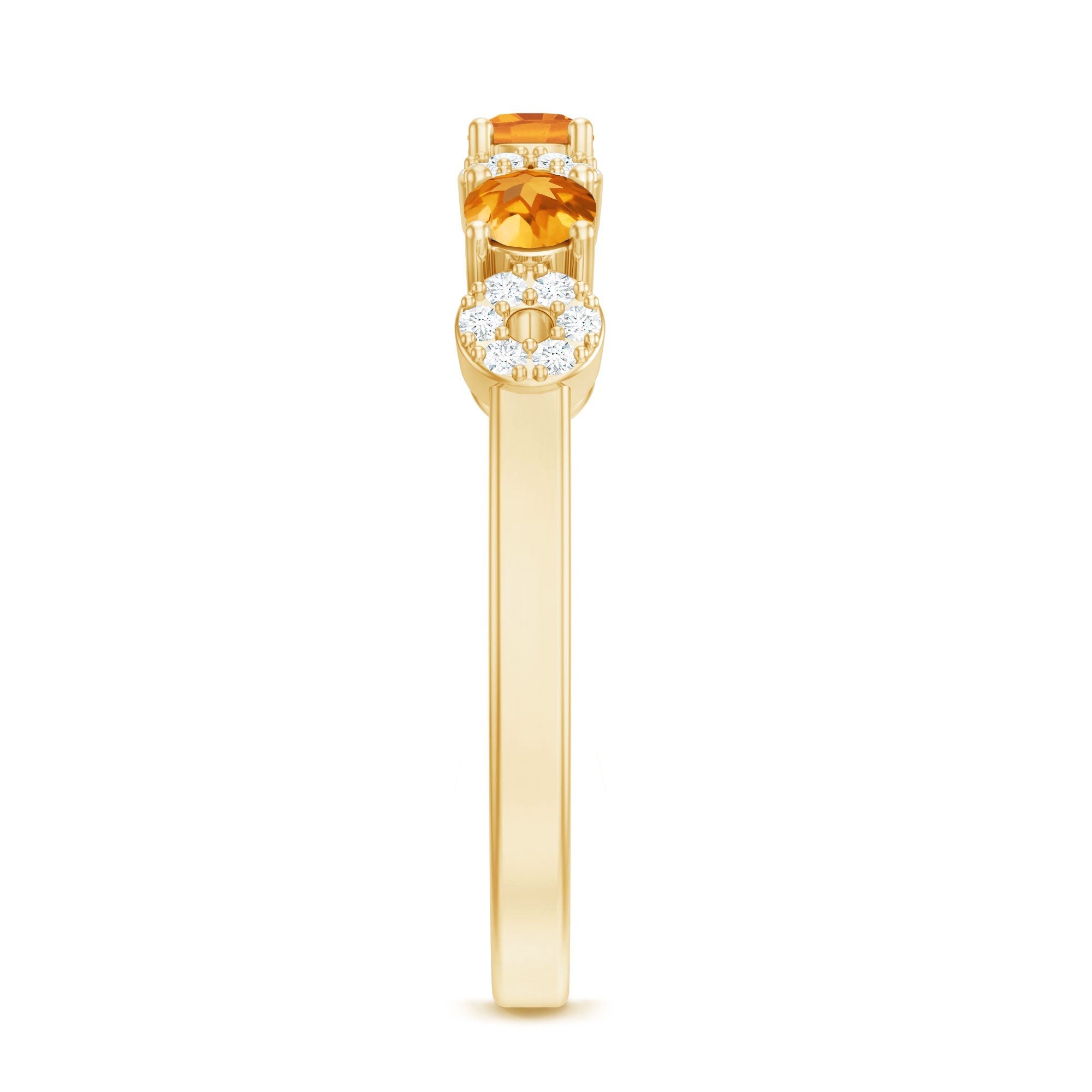 Natural Citrine Diamond Half Eternity Ring