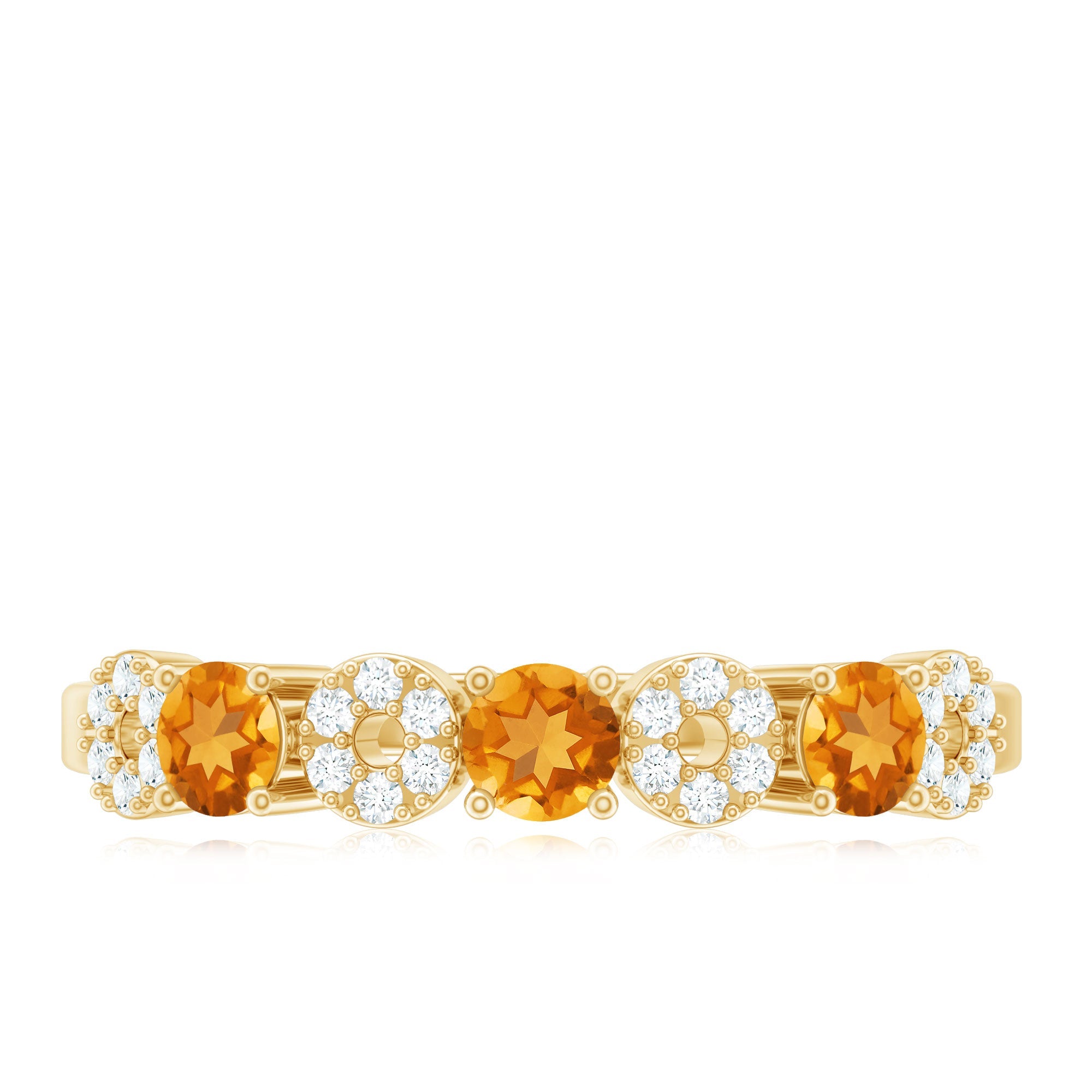 Natural Citrine Diamond Half Eternity Ring