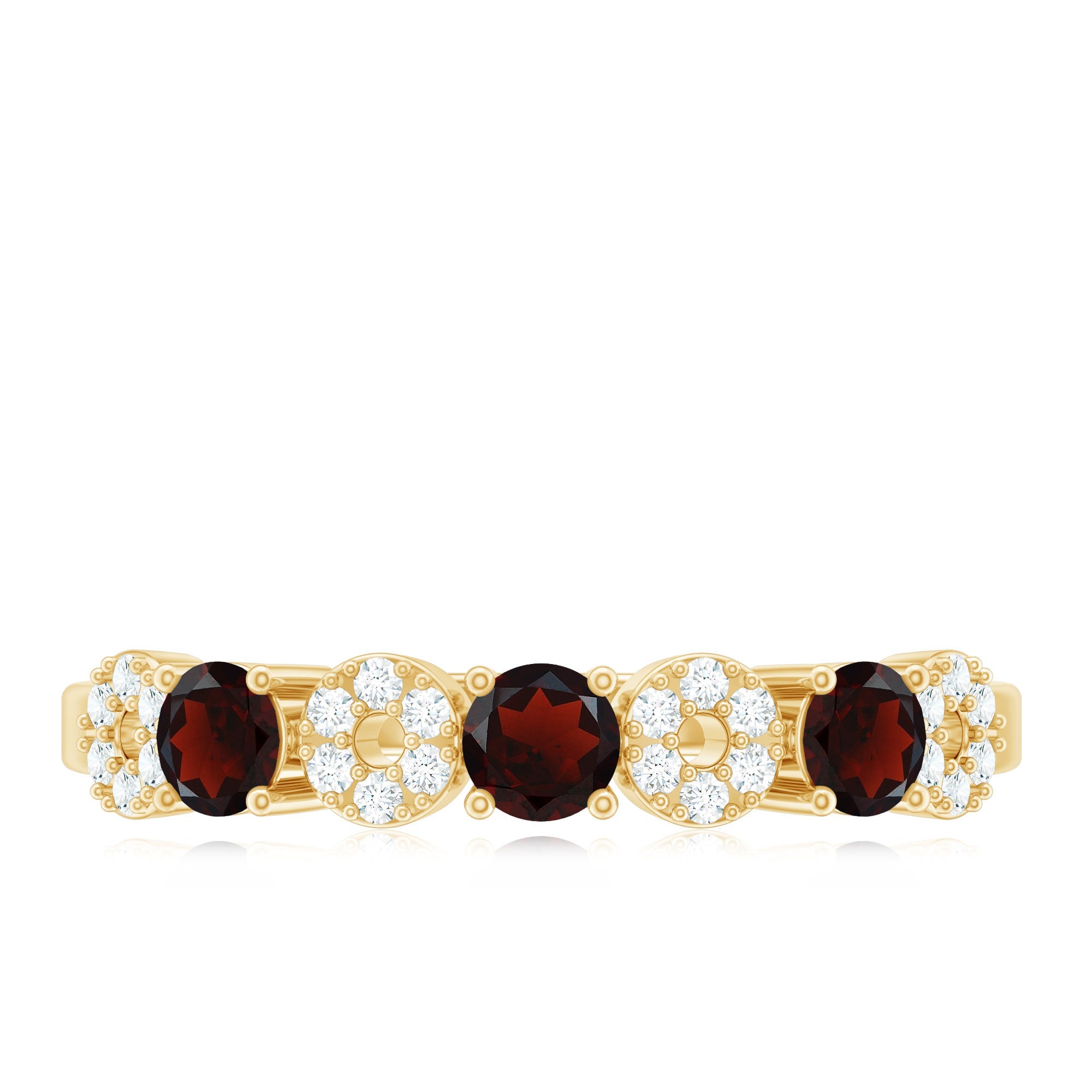 Natural Garnet Diamond Half Eternity Ring with Certificate