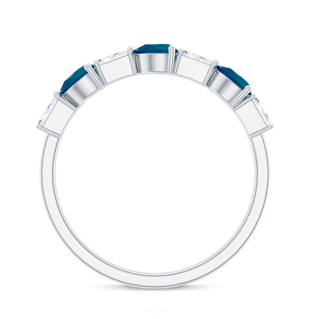 Pear Shape London Blue Topaz Eternity Band with Baguette Diamonds