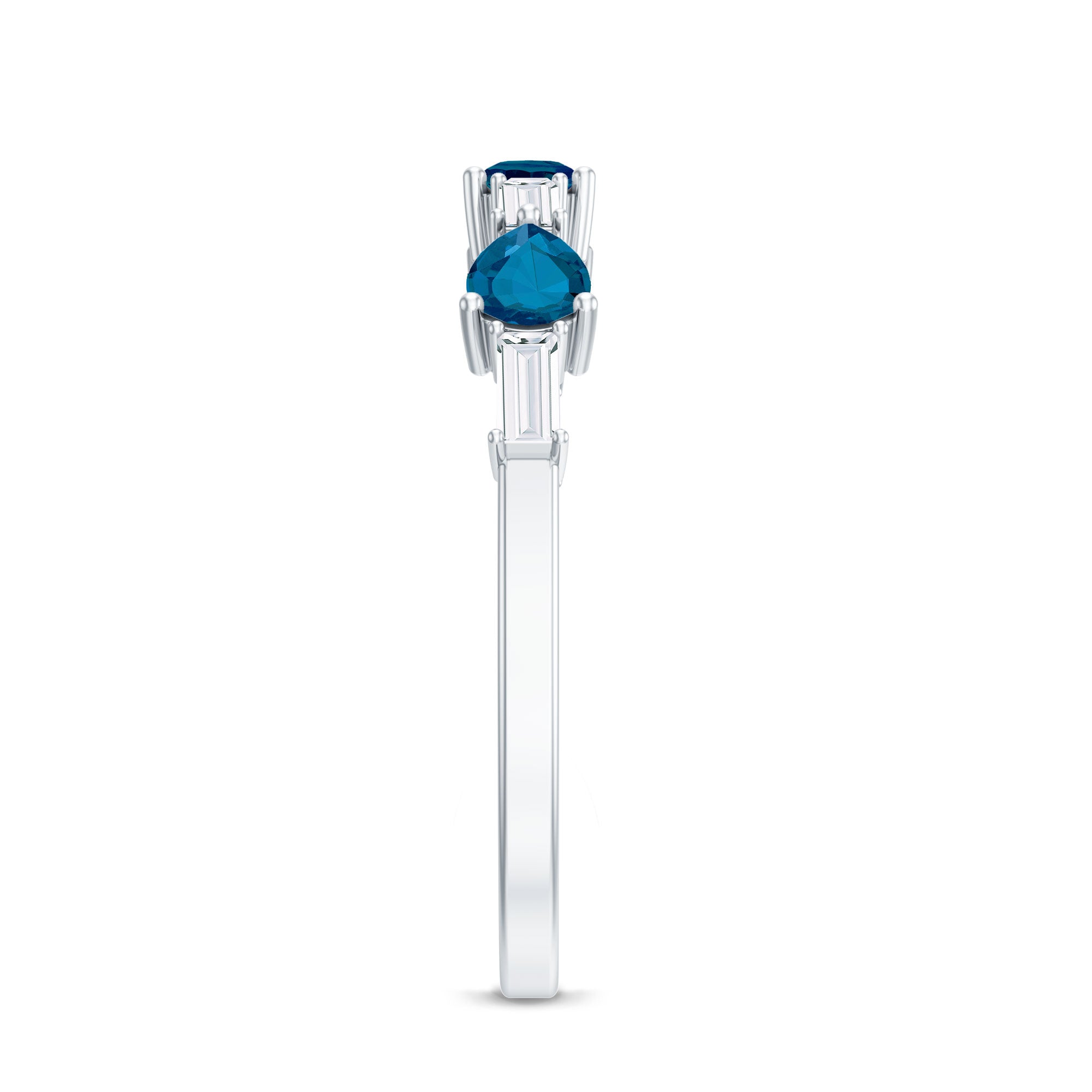 Pear Shape London Blue Topaz Eternity Band with Baguette Diamonds