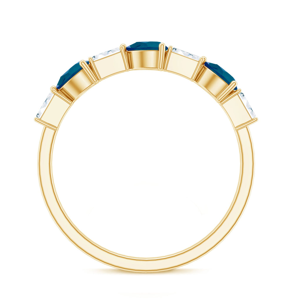 Pear Shape London Blue Topaz Eternity Band with Baguette Diamonds