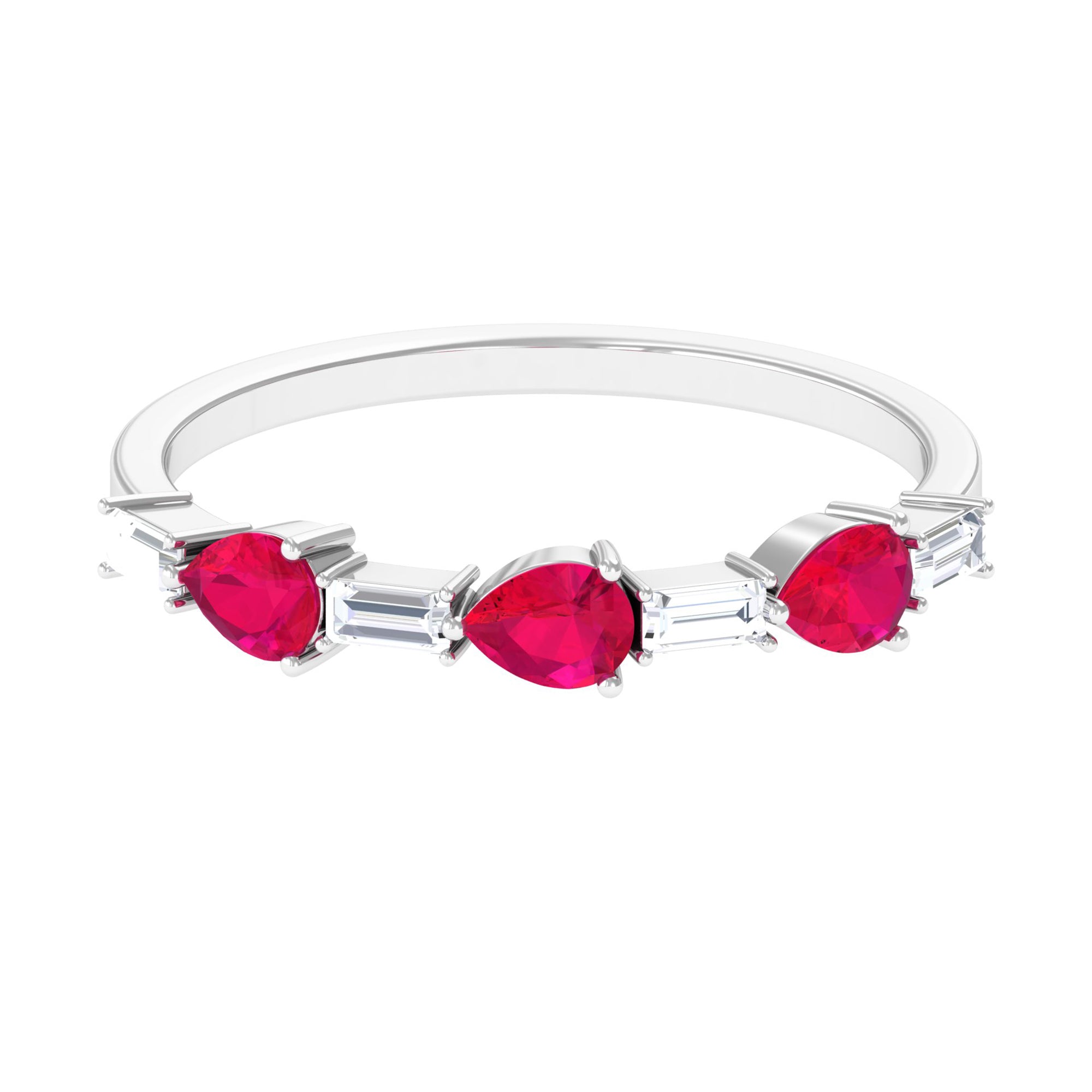 Ruby and Diamond Half Eternity Ring in East West Style